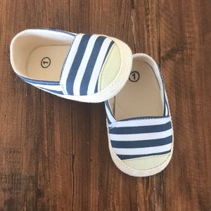 Blue & White Striped Baby Shoes (size 1)